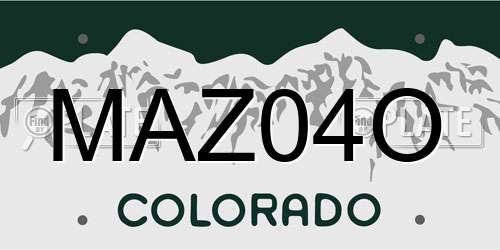 MAZ04O Colorado License Plate