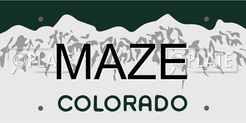 MAZE Colorado License Plate