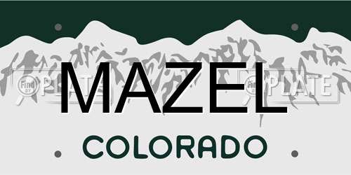 MAZEL Colorado License Plate