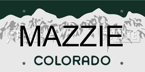 MAZZIE Colorado License Plate