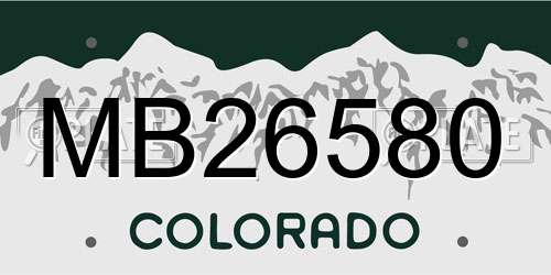 MB26580 Colorado License Plate