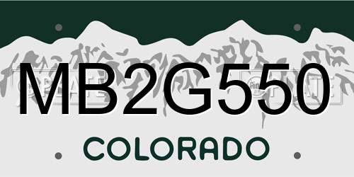 MB2G550 Colorado License Plate