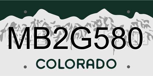 MB2G580 Colorado License Plate