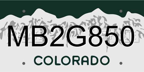 MB2G850 Colorado License Plate