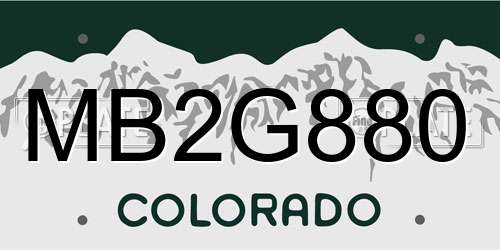 MB2G880 Colorado License Plate