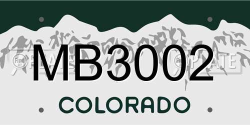 MB3002 Colorado License Plate