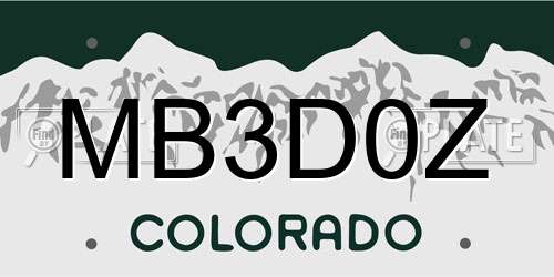 MB3D0Z Colorado License Plate