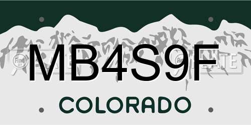 MB4S9F Colorado License Plate