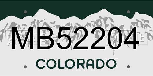 MB52204 Colorado License Plate