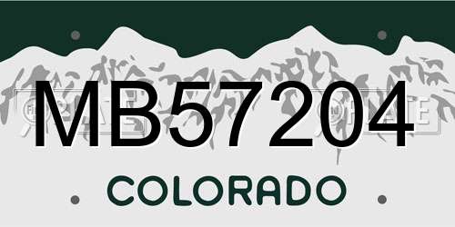 MB57204 Colorado License Plate
