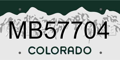 MB57704 Colorado License Plate