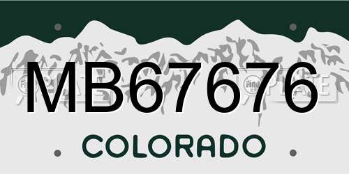 MB67676 Colorado License Plate