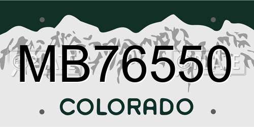 MB76550 Colorado License Plate