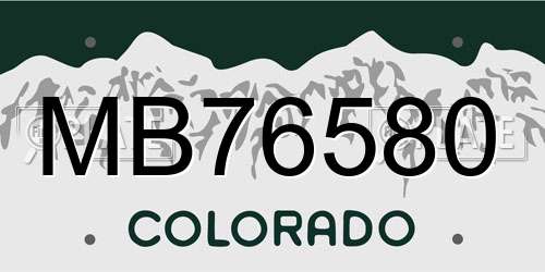 MB76580 Colorado License Plate