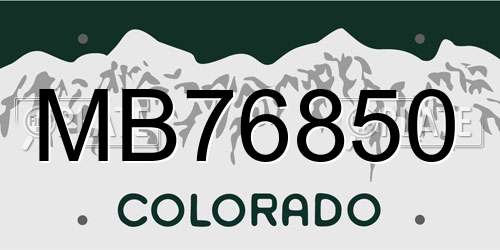 MB76850 Colorado License Plate