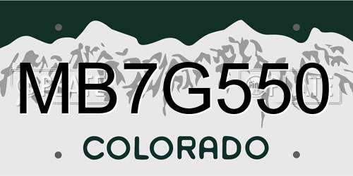 MB7G550 Colorado License Plate