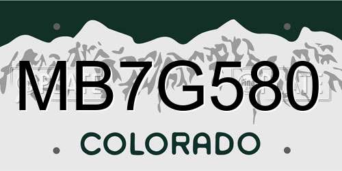 MB7G580 Colorado License Plate