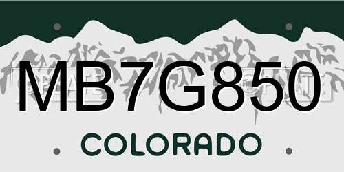 MB7G850 Colorado License Plate