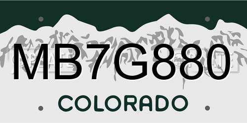 MB7G880 Colorado License Plate
