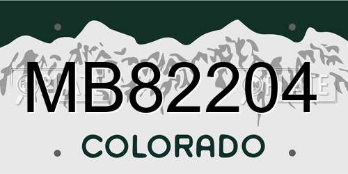 MB82204 Colorado License Plate