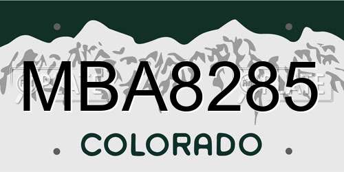 MBA8285 Colorado License Plate