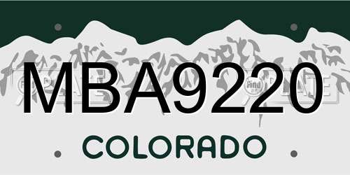 MBA9220 Colorado License Plate