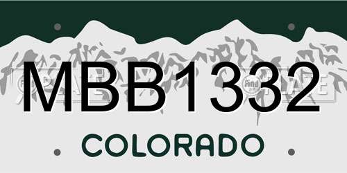 MBB1332 Colorado License Plate