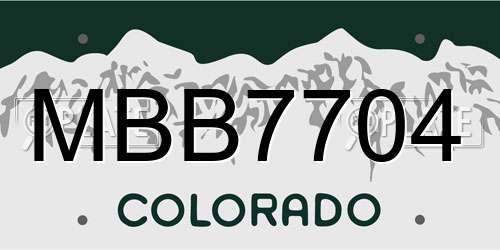 MBB7704 Colorado License Plate