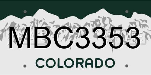 MBC3353 Colorado License Plate