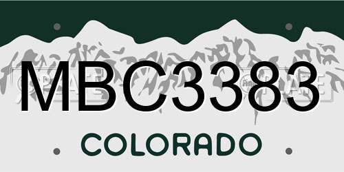 MBC3383 Colorado License Plate