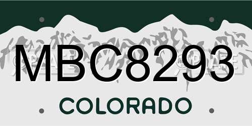 MBC8293 Colorado License Plate