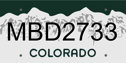 MBD2733 Colorado License Plate