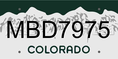 MBD7975 Colorado License Plate
