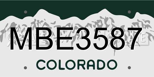 MBE3587 Colorado License Plate