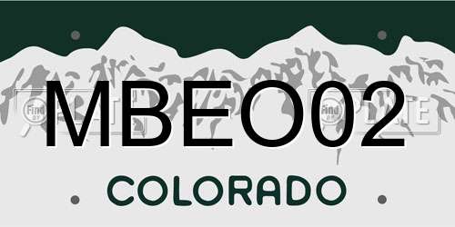 MBEO02 Colorado License Plate