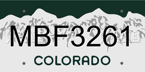 MBF3261 Colorado License Plate