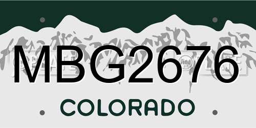MBG2676 Colorado License Plate