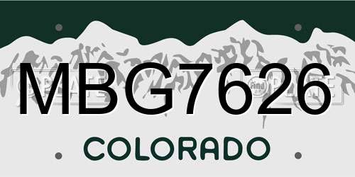 MBG7626 Colorado License Plate