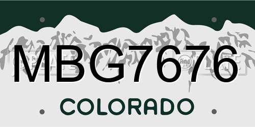 MBG7676 Colorado License Plate