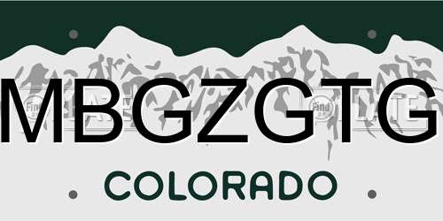 MBGZGTG Colorado License Plate