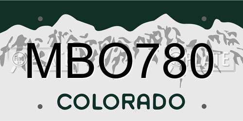 MBO780 Colorado License Plate
