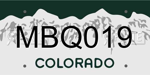 MBQ019 Colorado License Plate