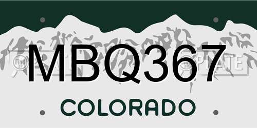 MBQ367 Colorado License Plate