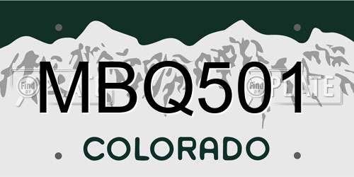 MBQ501 Colorado License Plate