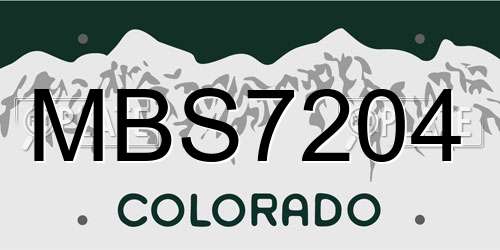 MBS7204 Colorado License Plate