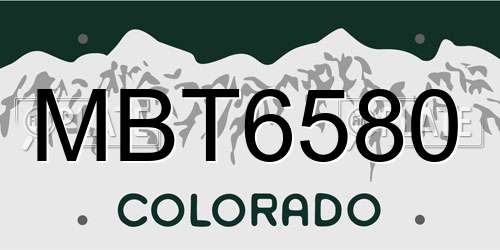MBT6580 Colorado License Plate