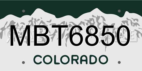 MBT6850 Colorado License Plate