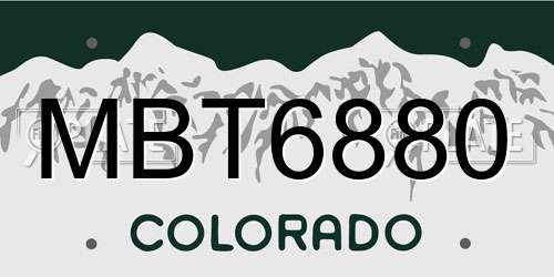MBT6880 Colorado License Plate