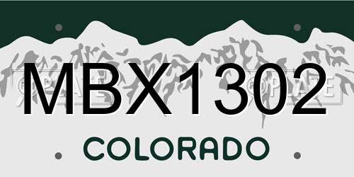 MBX1302 Colorado License Plate