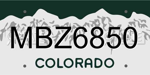 MBZ6850 Colorado License Plate